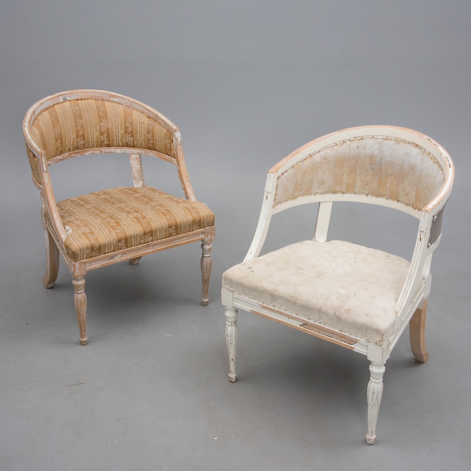 BALJFÅTÄLJER, ett par, gustaviansk stil, 1900-talets början.