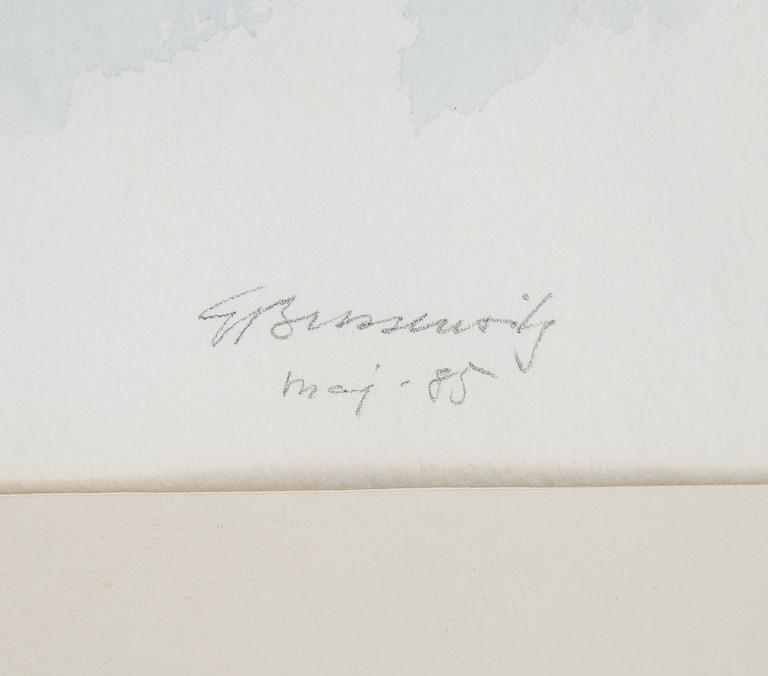 Gunnar Brusewitz, akvarell, signerad och daterad maj -85.