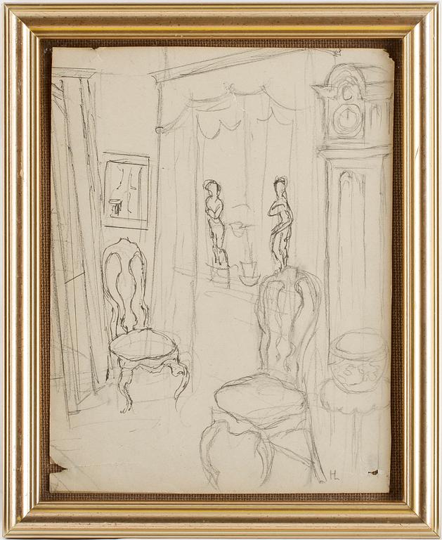 HILDING LINNQVIST, teckning, monogramsignerad.