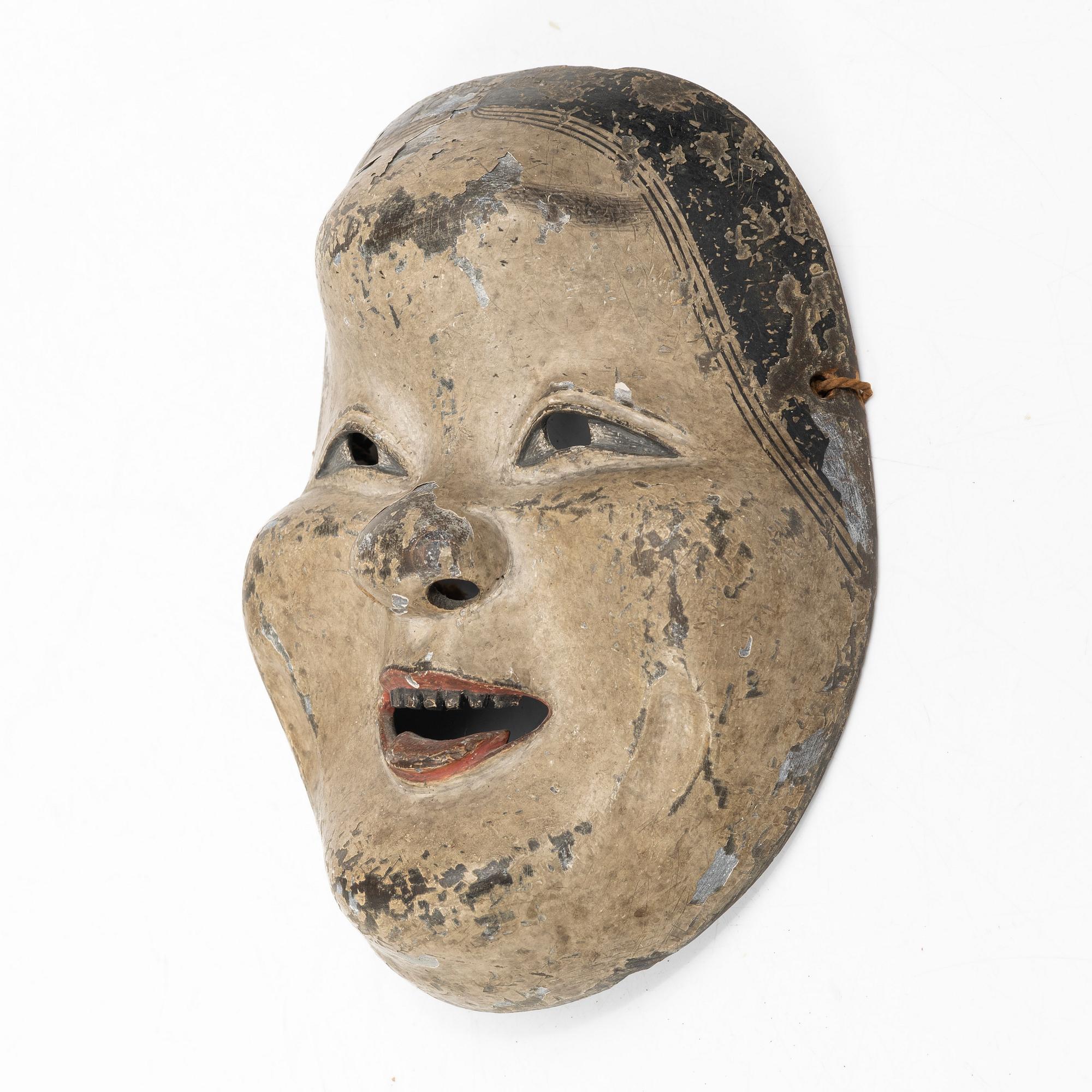 A Japanese 'Oto* or 'Otogoze' 乙 乙御前 noh mask, lacquered wood, late Edo, 19th century.