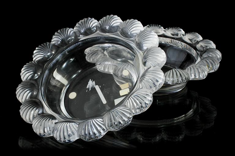 SKÅLFAT, ett par, glas, Lalique.
