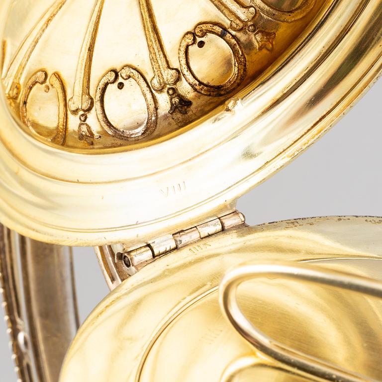 A French Renaissance-style parcel-gilt silver wine-jug, French export mark, after 1879.