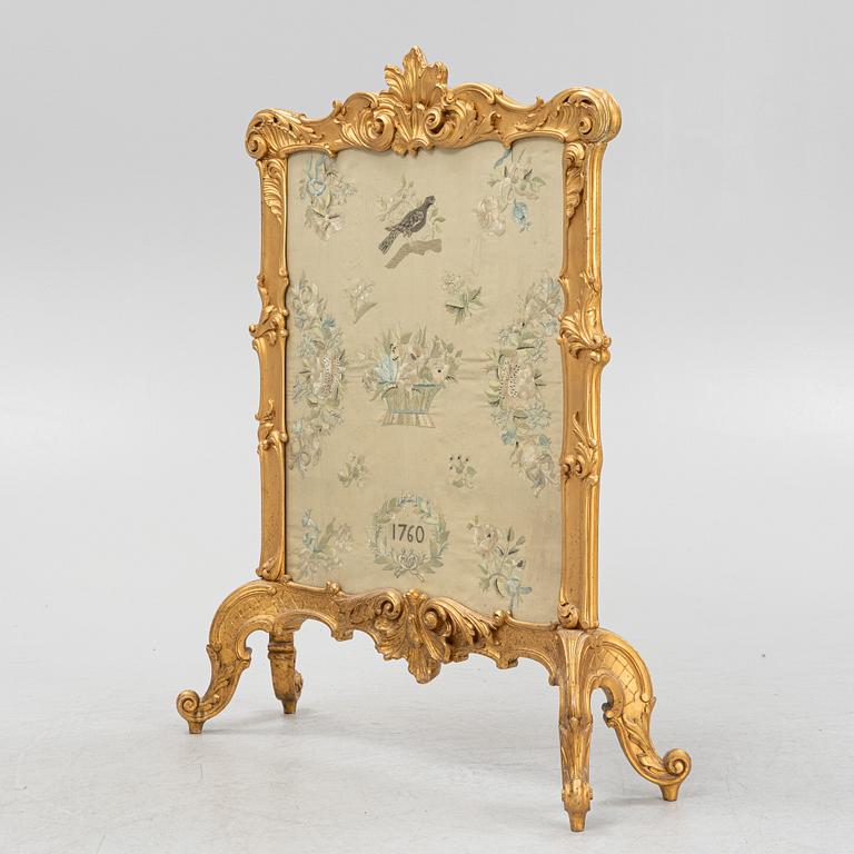 A Rococo style fire screen, early 20th Century.