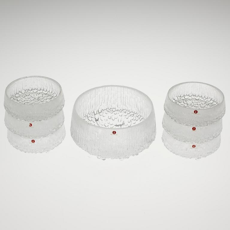 DESSERTSKÅL samt SKÅLAR, 6 st, glas, "Ultima Thule" design Tapio Wirkkala, Iittala.