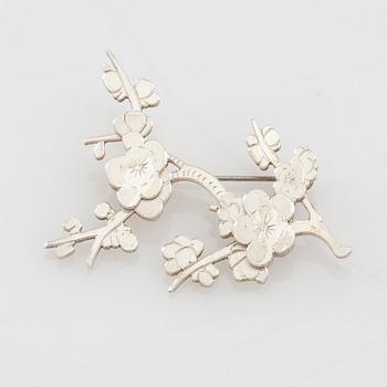 Wiwen Nilsson, Brooch blooming cherry branch, sterling silver, Lund 1971.