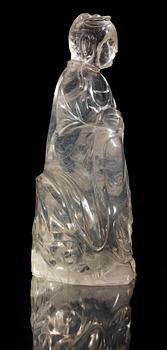 A rock chrystal figure of Guanyin, China early 20th Century.