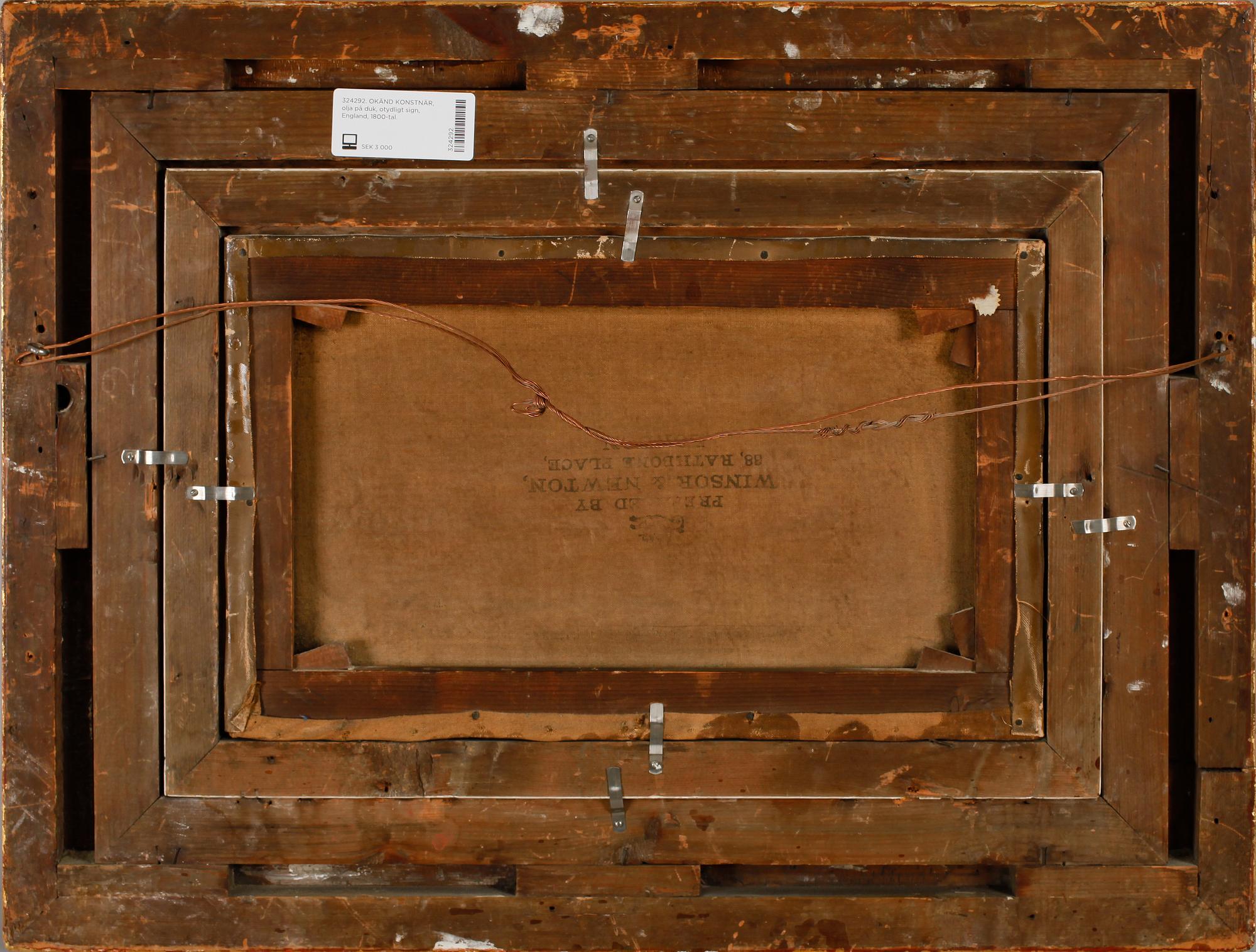 OKÄND KONSTNÄR, olja på duk, England, 1800-tal, otydligt sign.