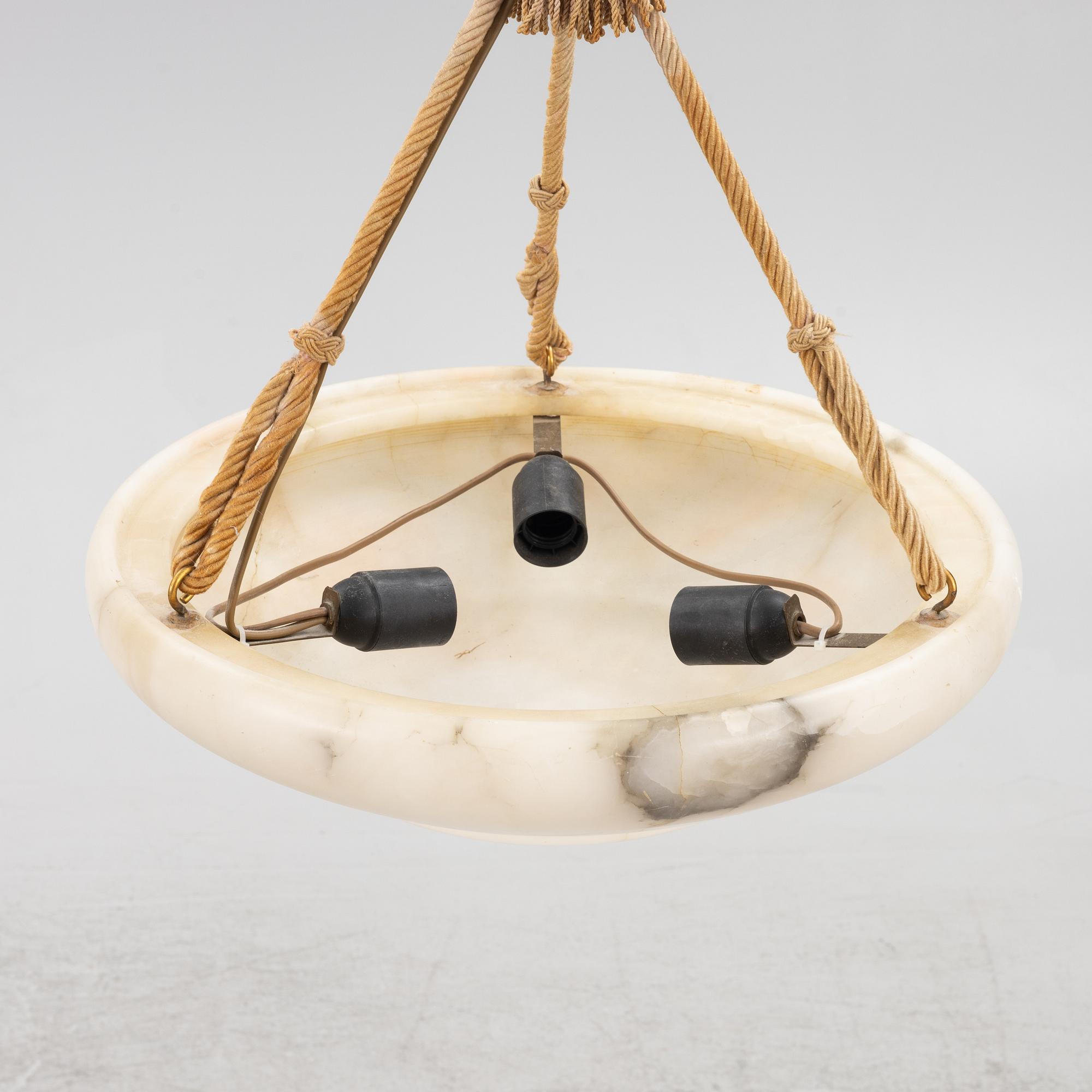 An alabaster ceiling lamp, 1920's.