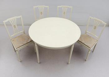 MATGRUPP, 5 delar, gustaviansk stil, 1900-talets andra hälft.