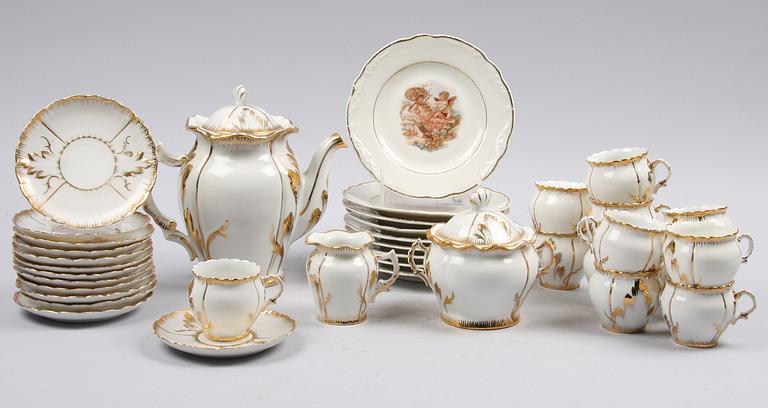 KAFFESERVIS, tot 24 delar, porslin, nyrokoko, sekelskiftet 1800/1900.