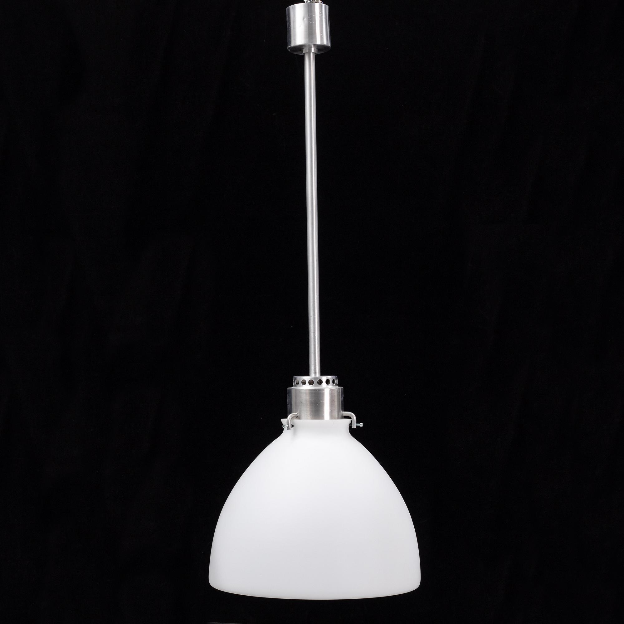 A late 20th century glass and metal ceiling lamp.