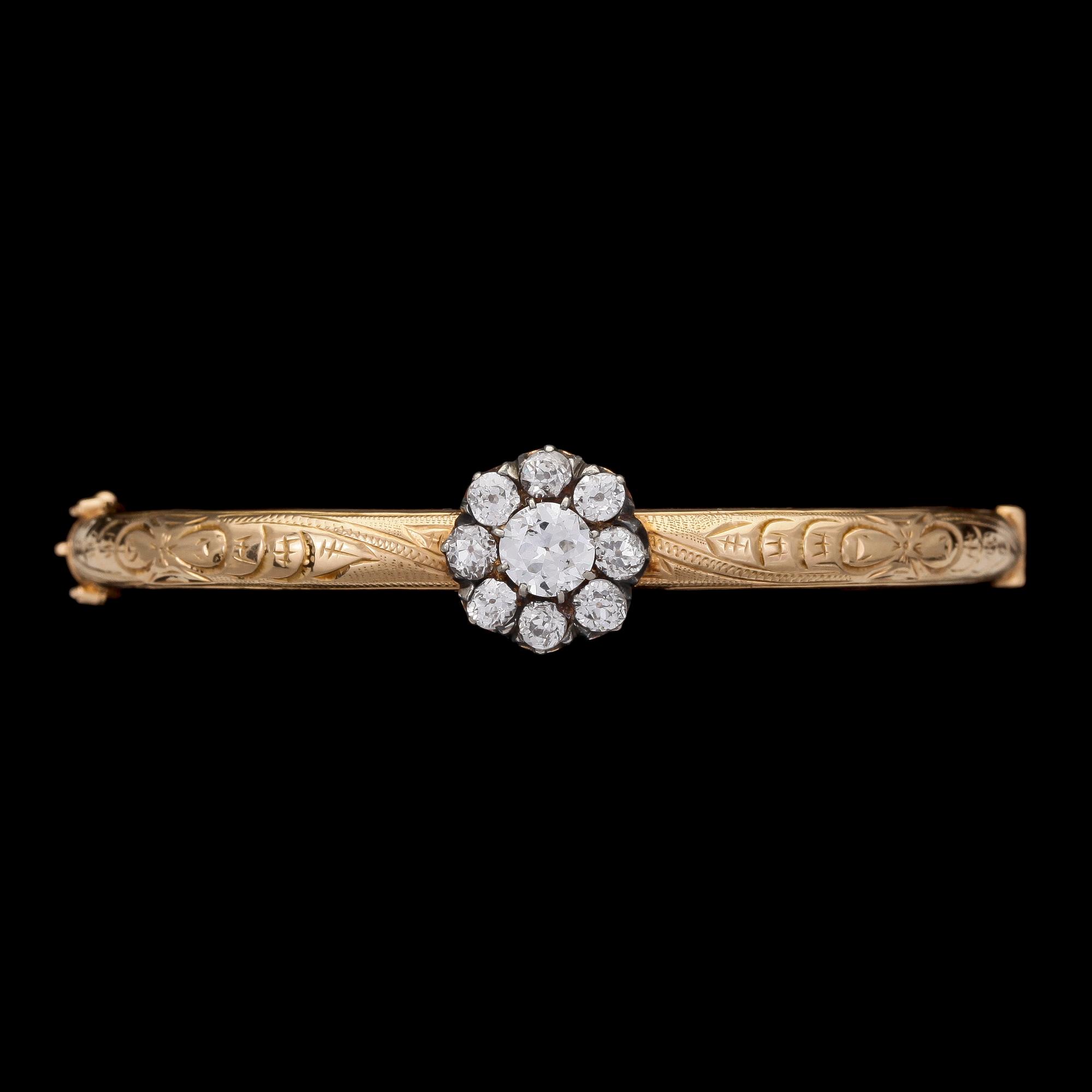 BANGLE, Oold cut diamonds, tot. app. 1.20 cts.
