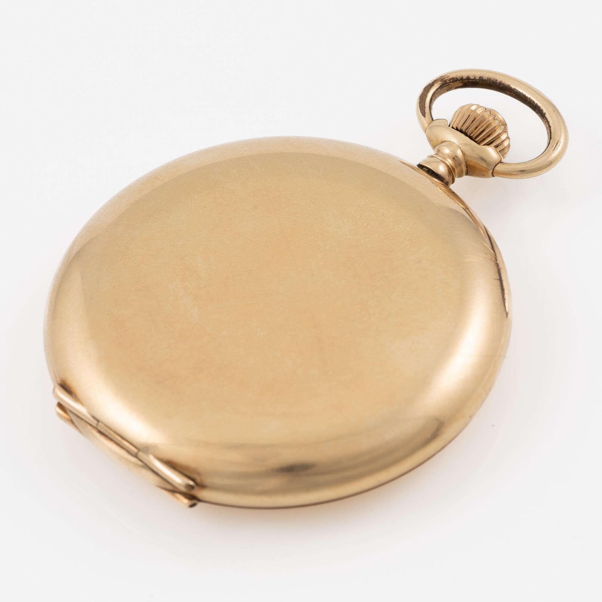 Pocket watch, Seeland, 14K gold, hunter, 51.5 mm.