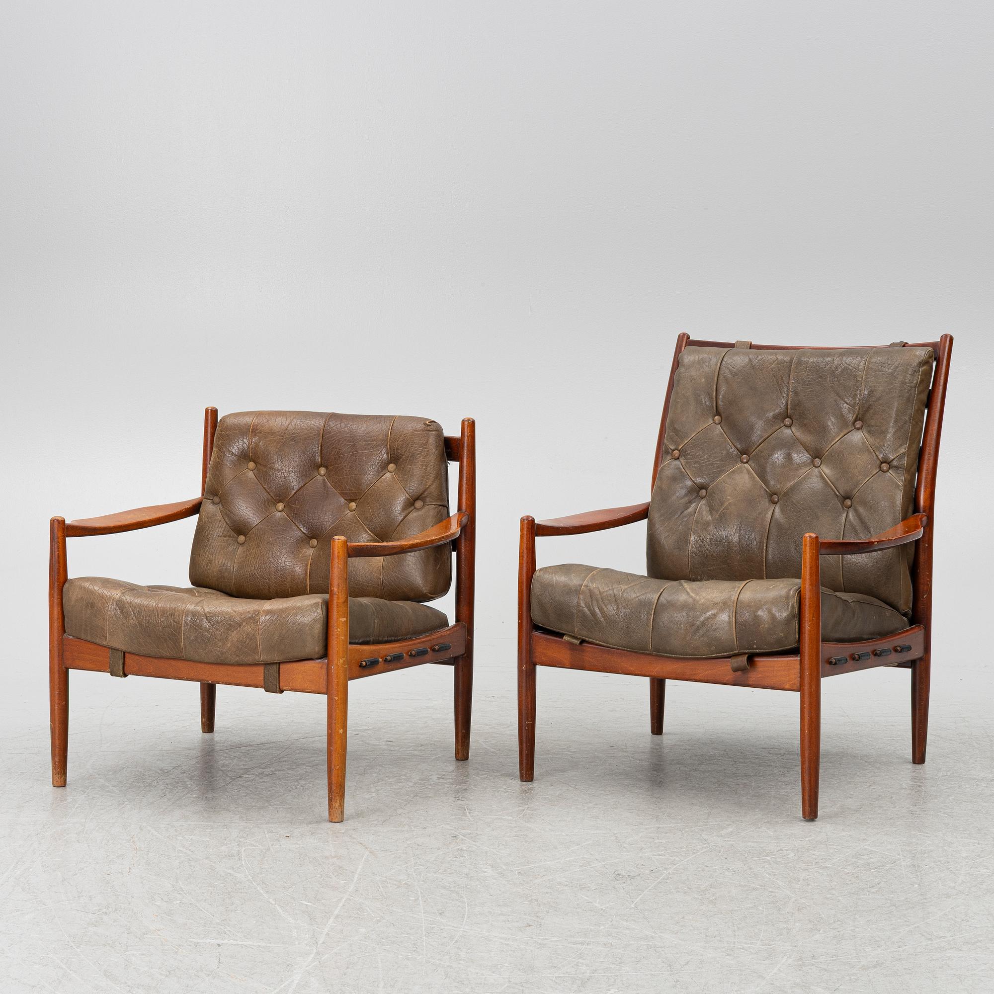 Ingemar Thillmark, armchairs, 2 pcs, "Läckö high" and "Läckö low", OPE, second half of the 20th century.