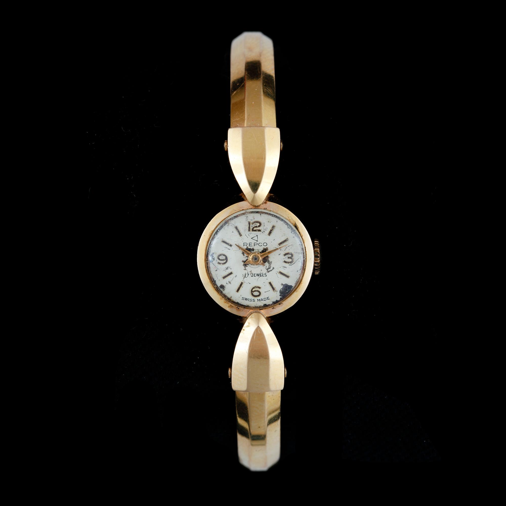 ARMBANDSUR, guld 18 k, Repco. Totalvikt ca 12,4 g.
