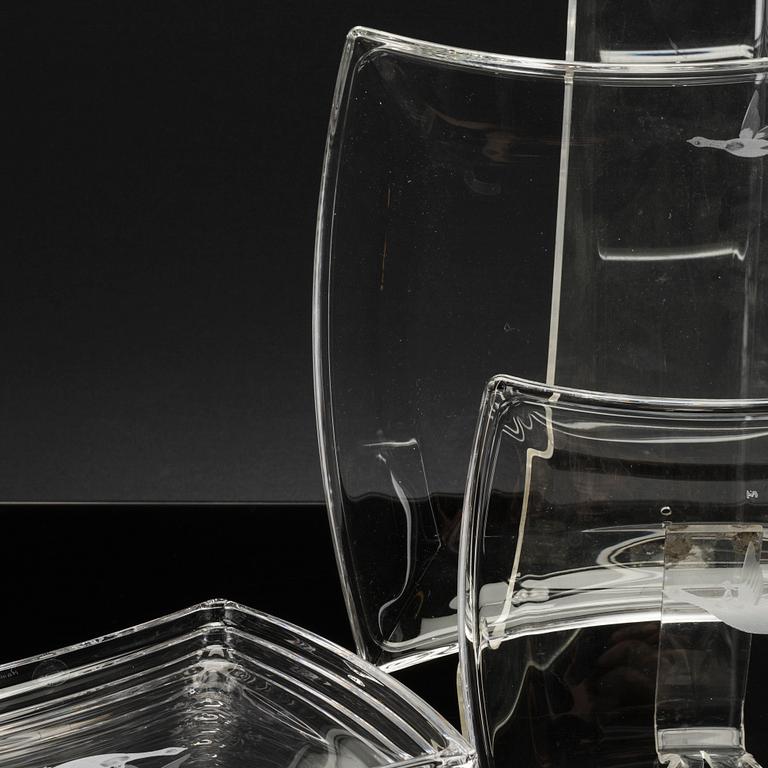 FRUKTSERVIS, 19 delar, glas, Kosta, signerade.