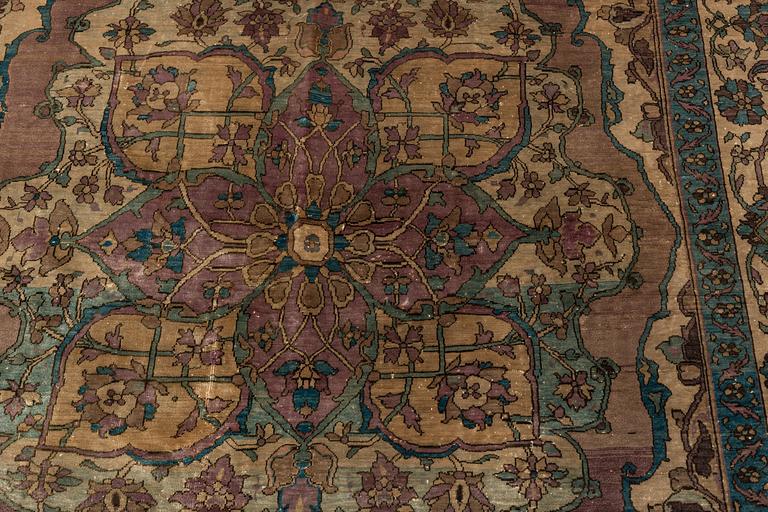 A rug, antique, silk Kashan so called Motashem / Feraghan ca 187 x 129,5 cm.