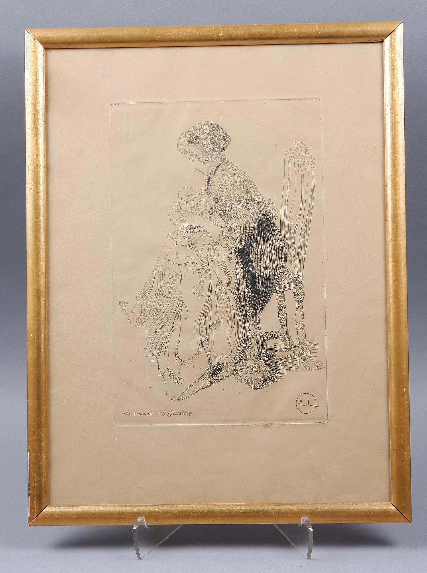 CARL LARSSON. Etsning, sign i plåten.