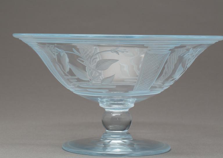 SKÅL PÅ FOT, glas, Edward Hald, Orrefors, 1930.