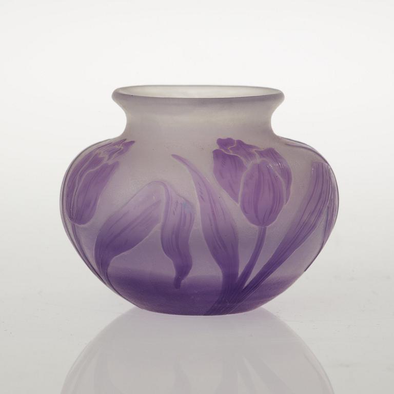 A Karl Lindeberg Art Nouveau cameo glass vase, Kosta, Sweden.