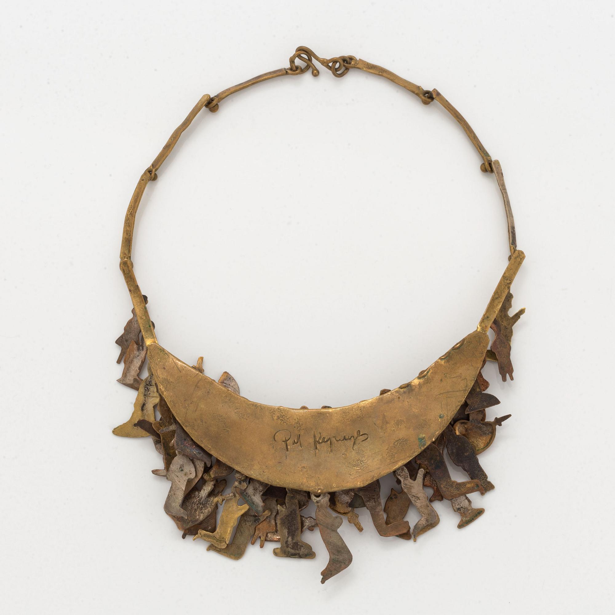 Pal Kepenyes, Mexico, necklace,  ”Milagros”, brass and copper, signed.