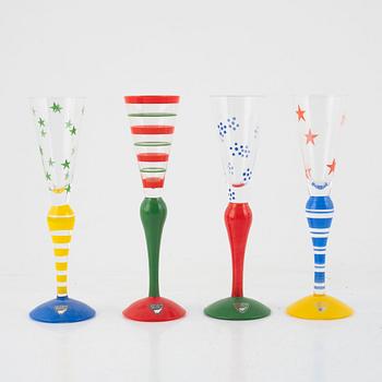 Anne Nilsson, 14 schnaps glasses, 'Clown', Orrefors.