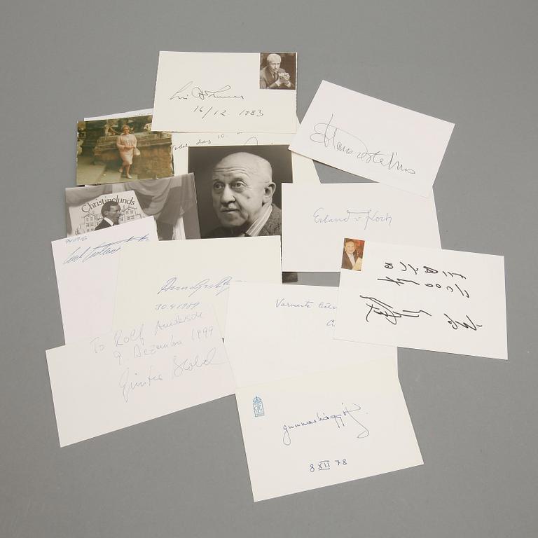 AUTOGRAFER AV FÖRFATTARE OCH POLITIKER, 21 st, främst Claude Simon, Halldor Laxness och Gao Xinjiang.