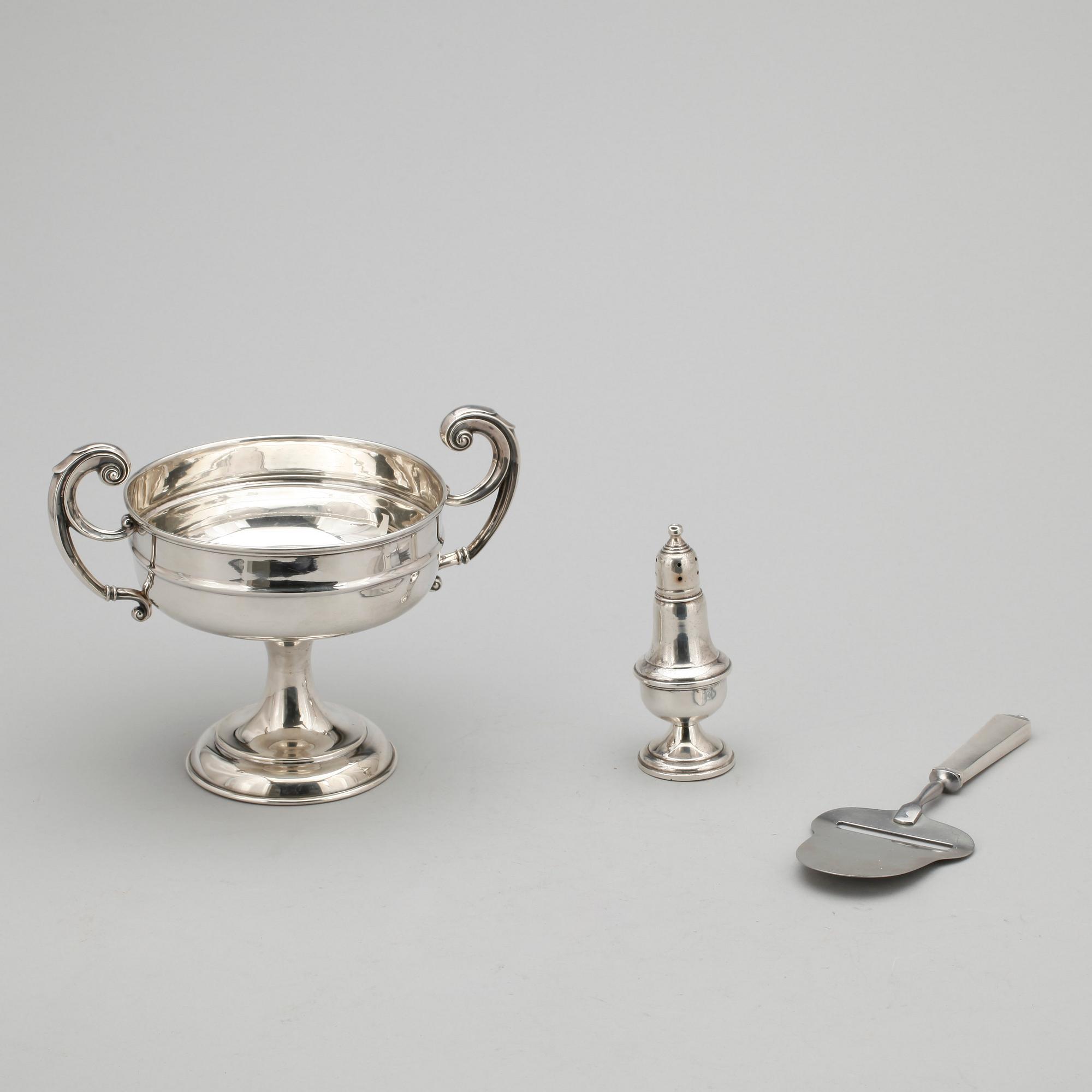 PARTI SILVER, 3 delar, bla Georg Jensen &  William Hutton & Sons ltd, Birmingham 1905-6.