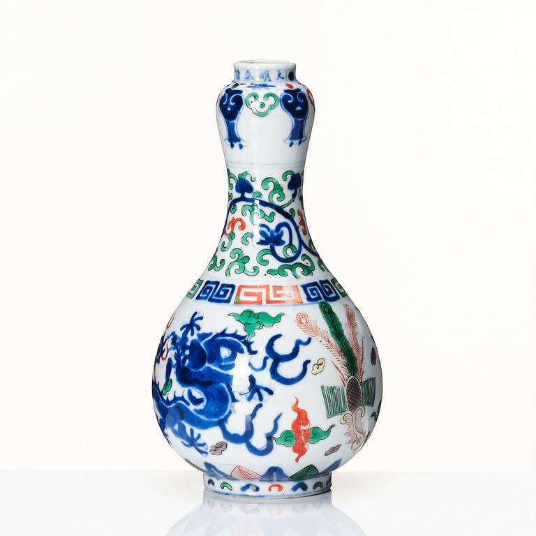 A doucai vase, late Qing dynasty with a Jiajing mark.