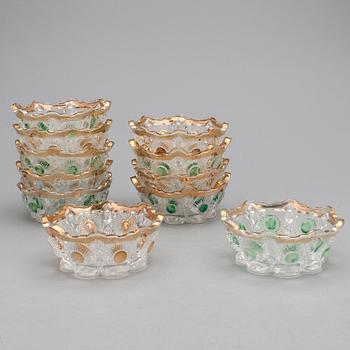 SKÅLAR, 12 st, glas, 1900-tal.