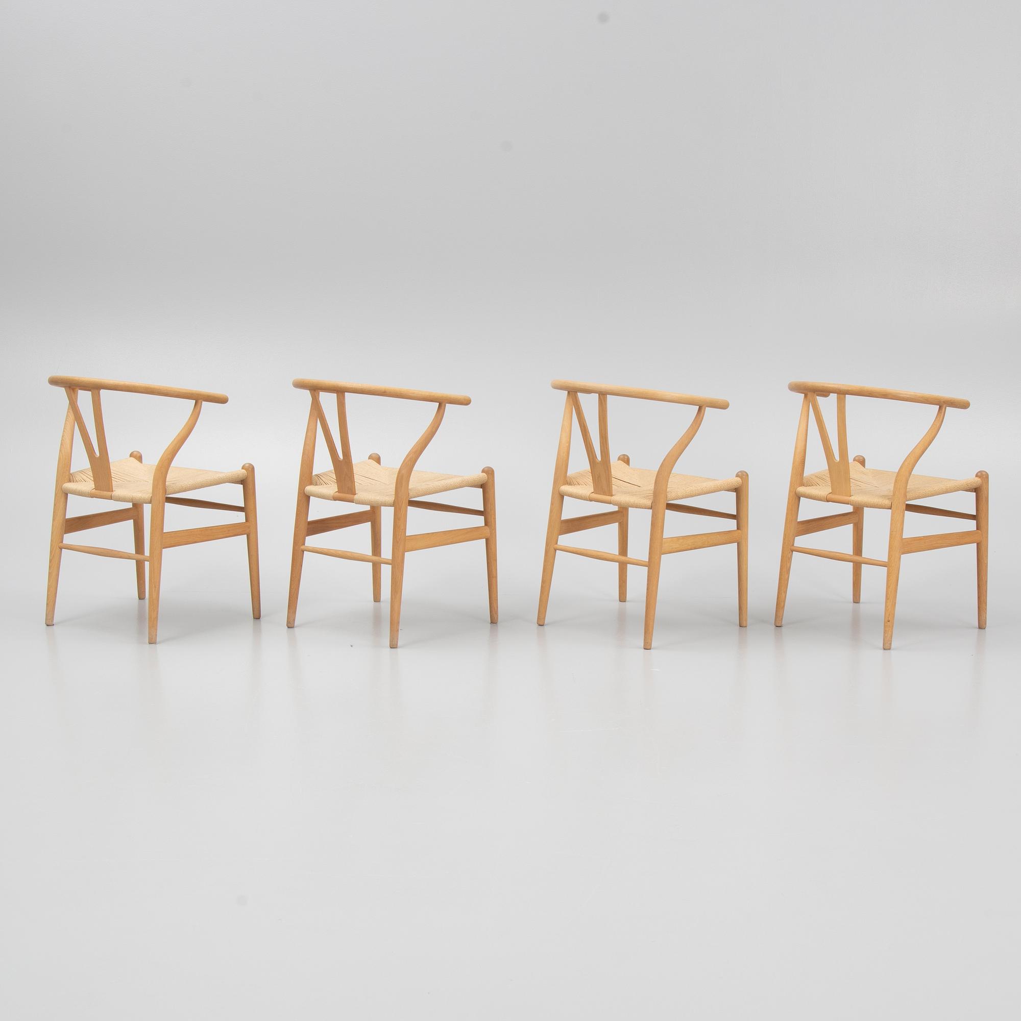 Hans J. Wegner, stolar, 4 st, "Y-stolen", modell CH-24, Carl Hansen & Søn, Danmark.
