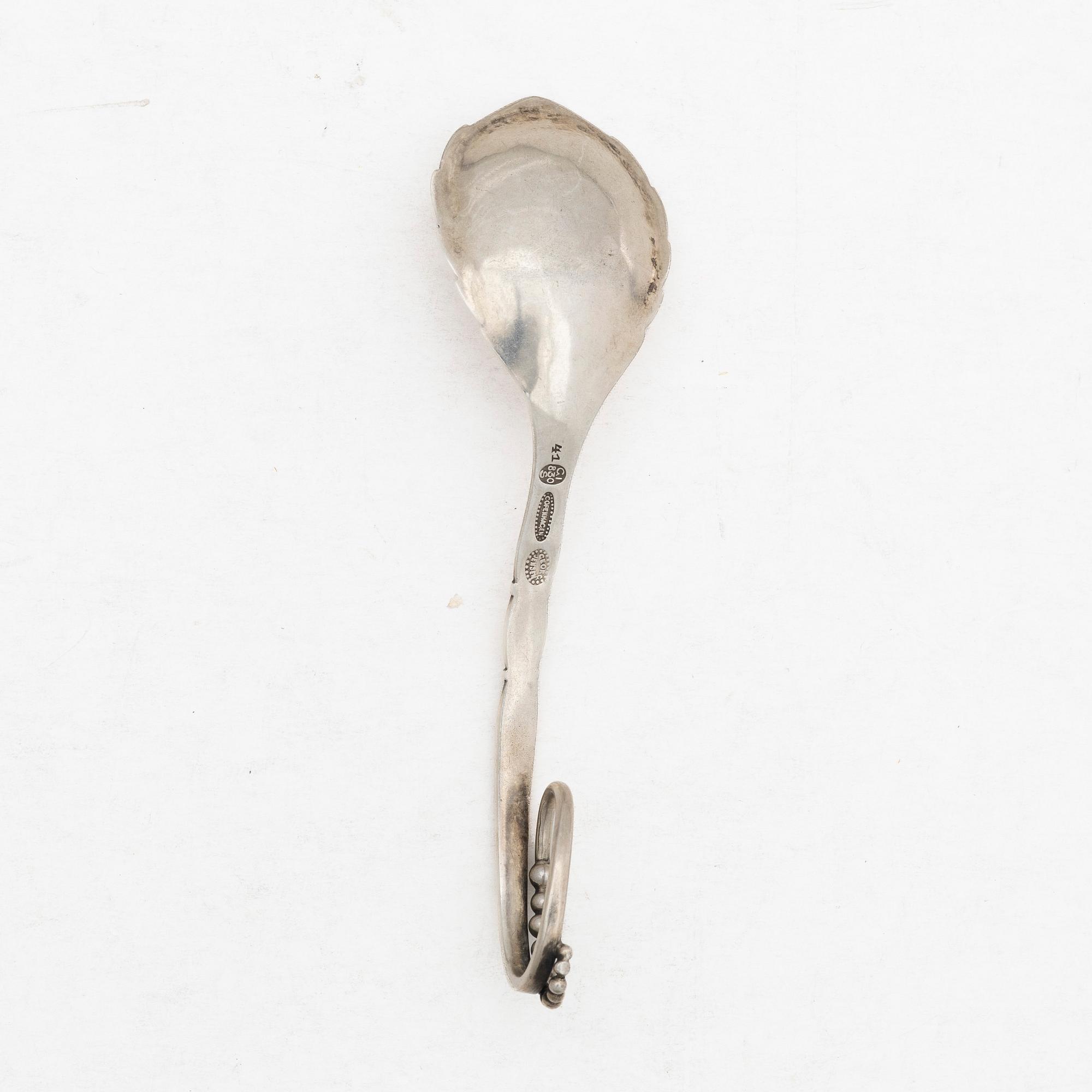 Georg Jensen, a 830/1000 silver serving spoon, Copenhagen, Denmark 1919-1927.