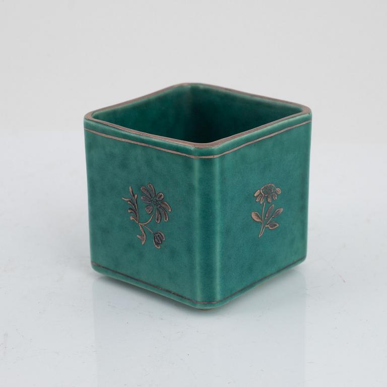 Wilhelm Kåge, vaser, 2 st samt skål, "Argenta", Gustavsberg, 1933, 1935 samt efter 1959.
