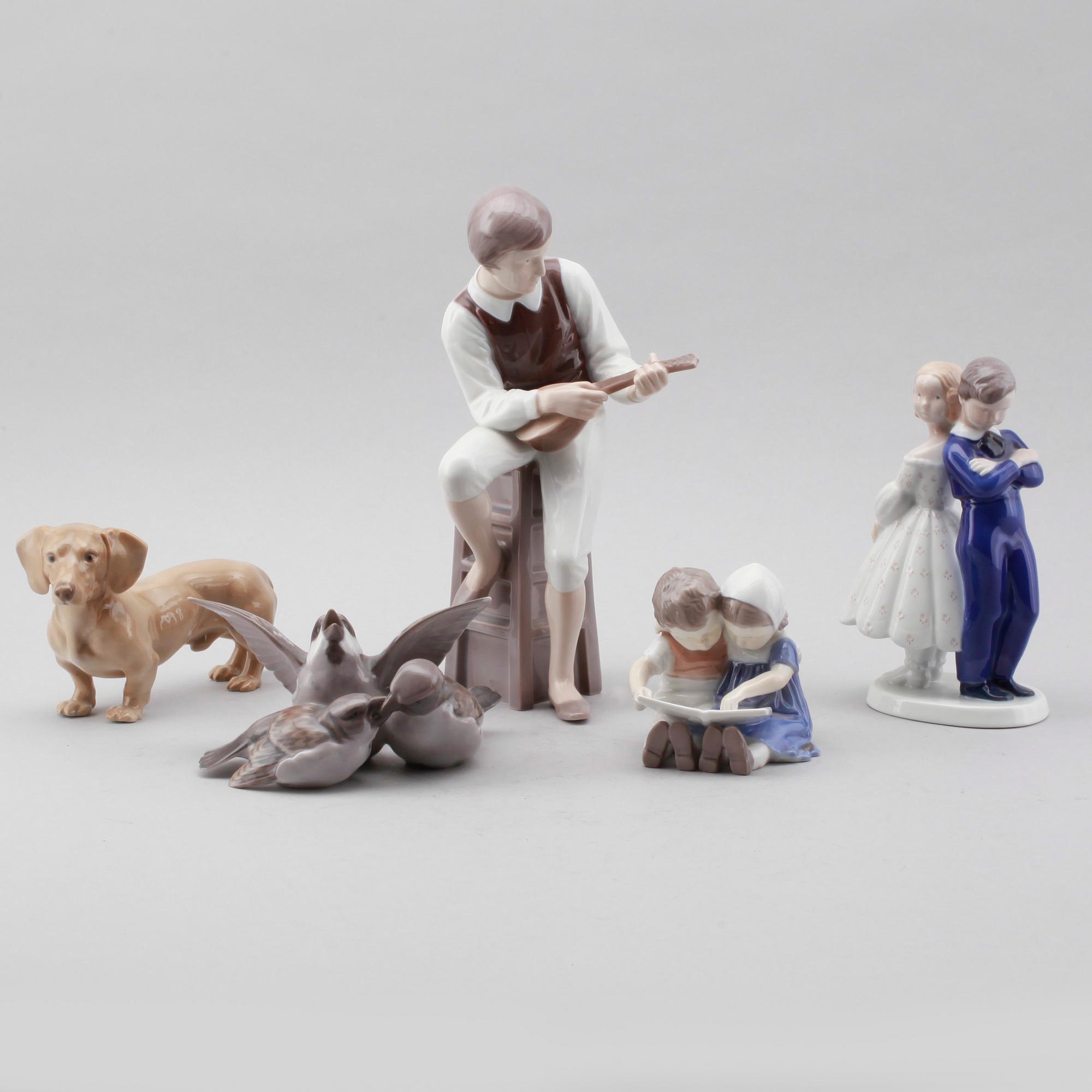 FIGURER, 5 delar, porslin, Bing & Gröndahl, Danmark.