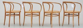 KARMSTOLAR, 4 st, Thonet, modell 209, 1900-talets mitt-andra hälft.