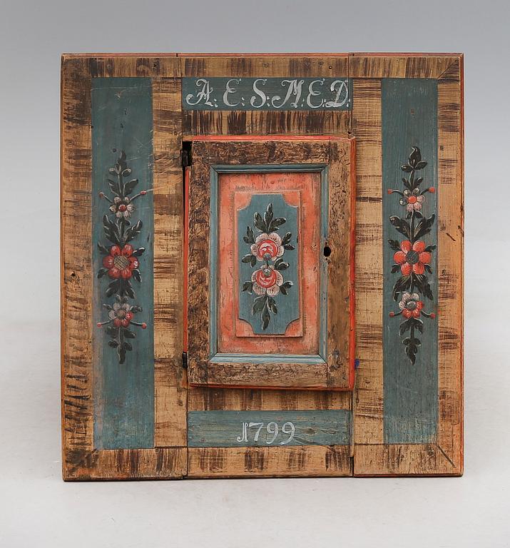 VÄGGSKÅP, allmoge omkring år 1800.