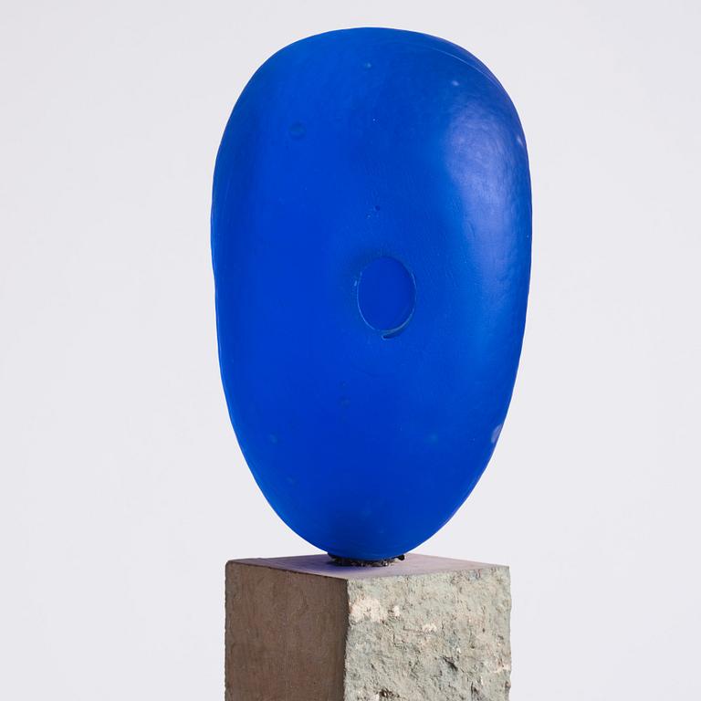 Bertil Vallien, a unique cast glass sculpture, head on stand, Kosta Boda, Sweden.