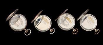 FICKUR, 4 st, silver, Omega och Longines, 1900-talets första hälft.