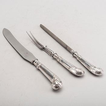 Mulberry, Trancherbestick, 3 delar, nysilver.