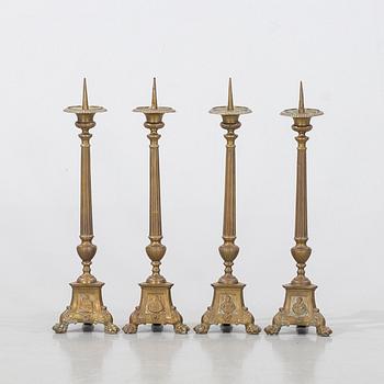 4 CANDELABRAS, barock-style, 20th century.