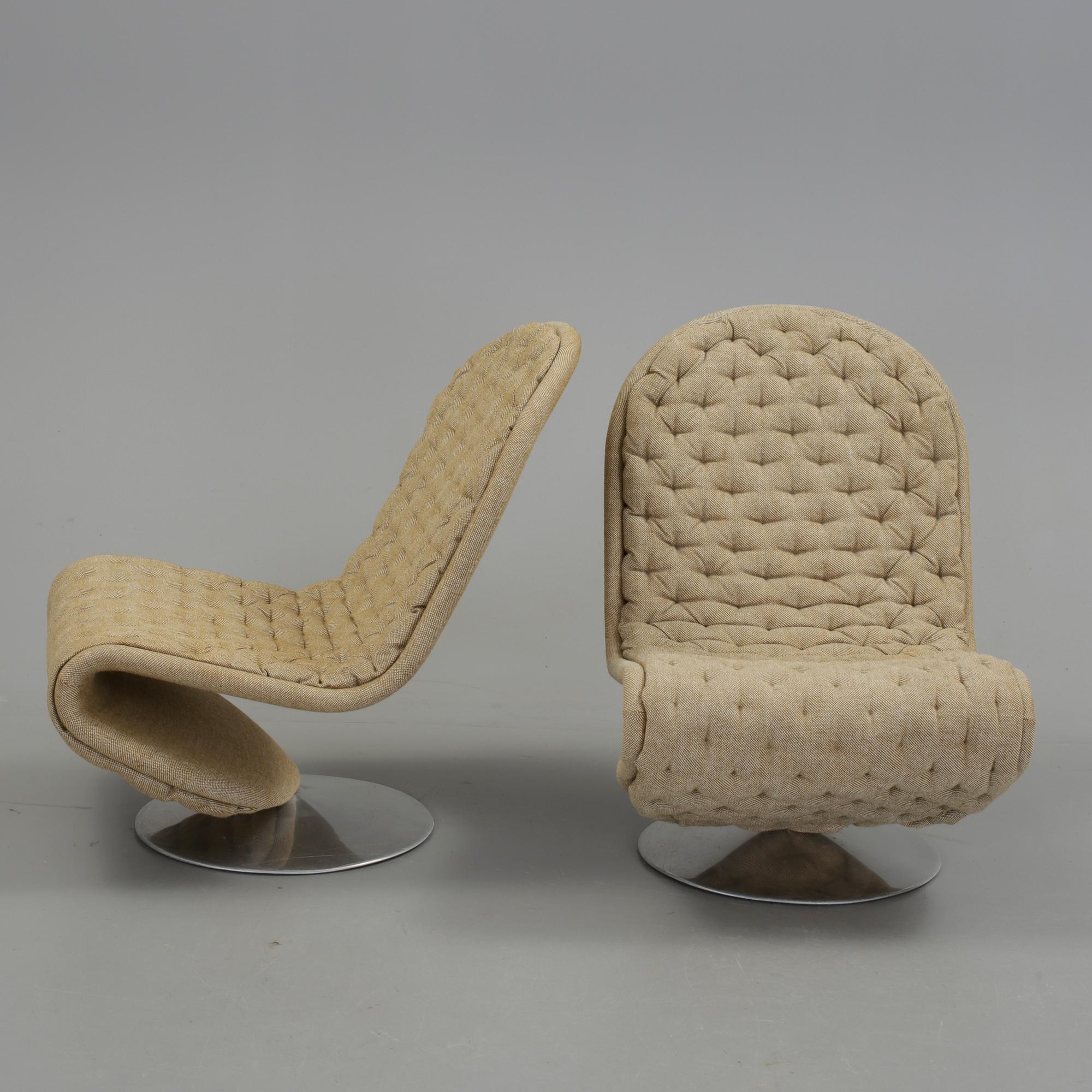 FÅTÖLJER, ett par, ur serien "System 1-2-3", Verner Panton, 1900-talets andra hälft.