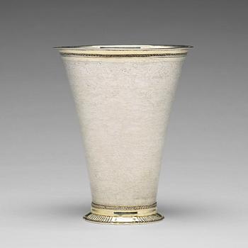 A Swedish 18th century parcel-gilt silver beaker, mark of Christoffer Wasserman, Lindesberg (1734-1770).