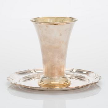 Goblet/vase and dish, silver, Hämeenlinna and Turku 1957, 1974.