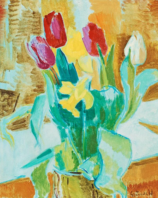 Isaac Grünewald, Still life with tulips and daffodils.