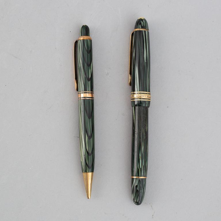 Montblanc, a fountain pen and a pencil in a leather case, 1950's.