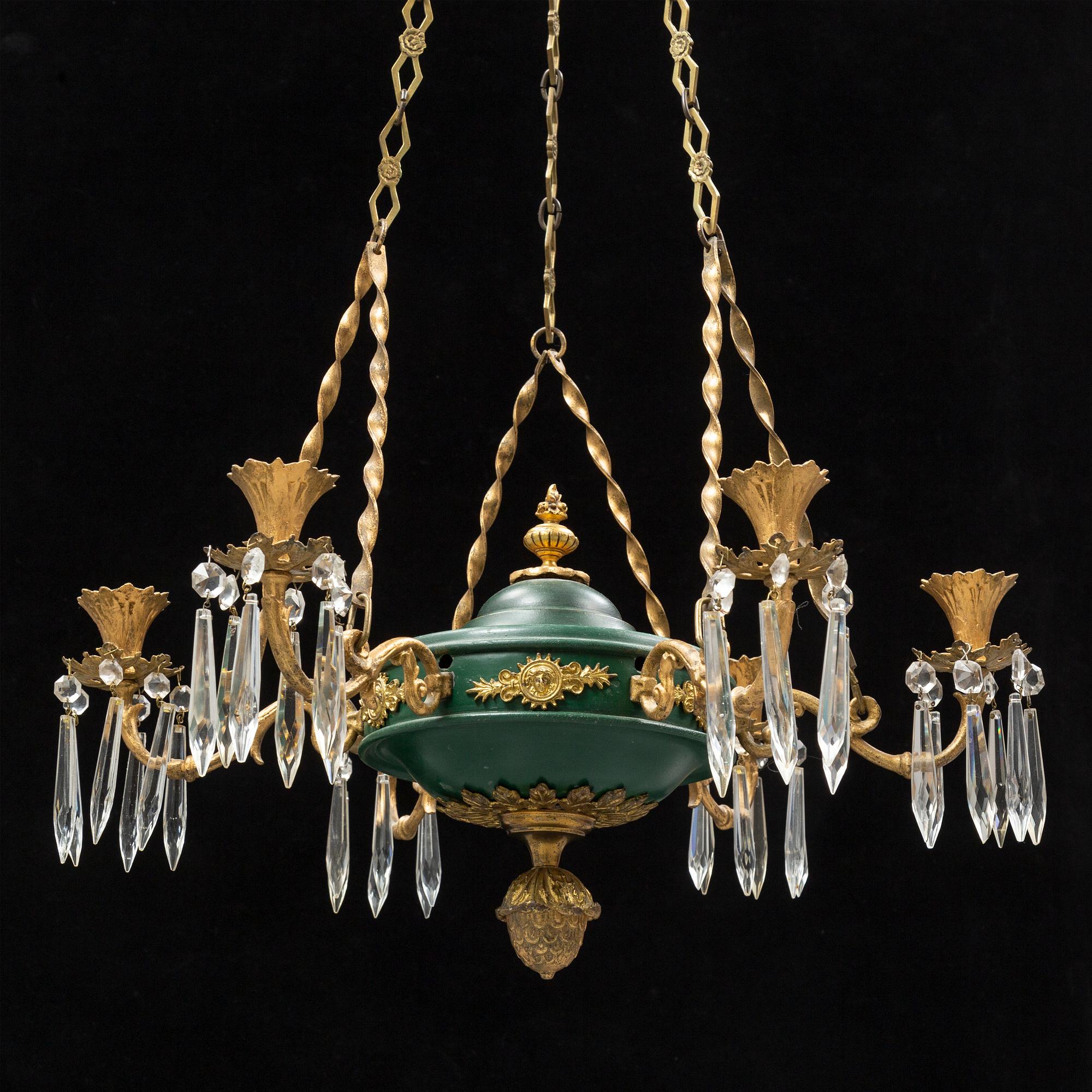 A composite 19/20th Century canlde pendant.