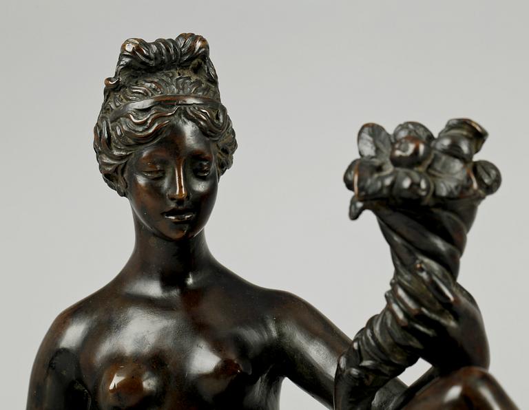 OKÄND KONSTNÄR, skulptur i brons på marmorsockel, 1900-tal.