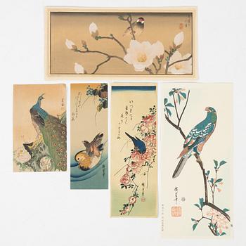 A set of 23 woodblock prints depicting birds from various artists, 20th Century.