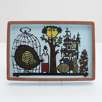A faience dish 'Karneval' by Stig Lindberg, Gustavsberg, Sweden.