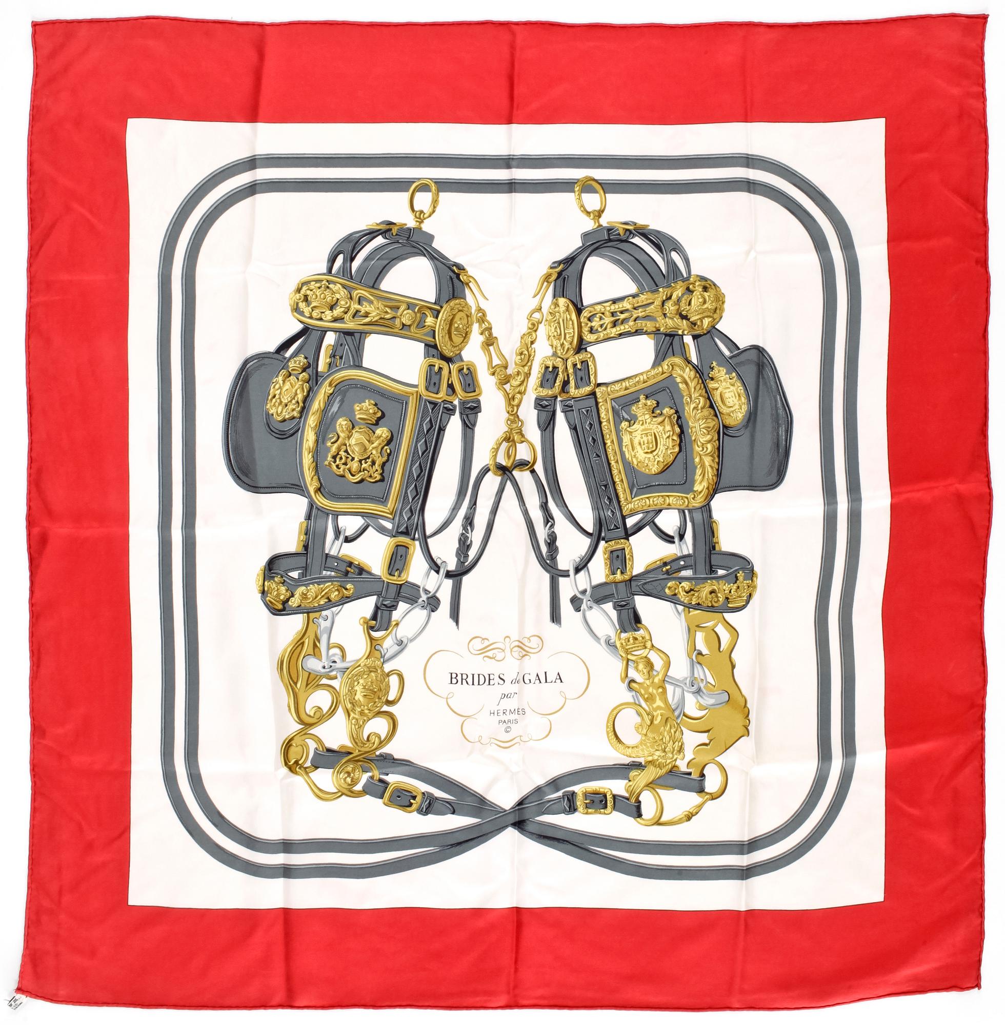 SCARVES, 2 st, siden, "Harnais des Presidents" samt "Brides de Gala", Hermés, Paris.